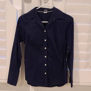 EUC J Crew Navy Long Sleeve Dress Shirt Size XS